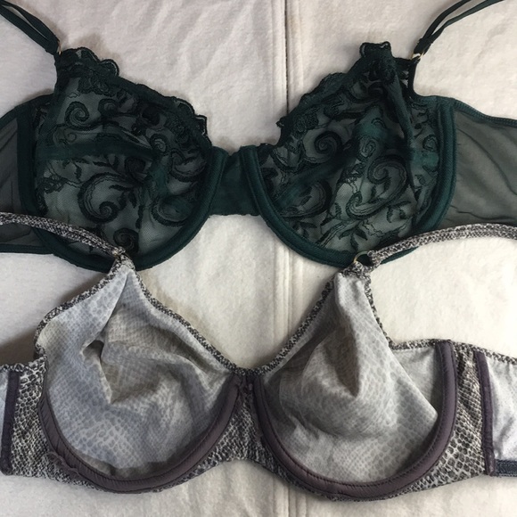 Bin 8 Bundle Of 2 Underwired Bras Adjustable Straps Green & Snake Print Size 36D - Picture 4 of 10